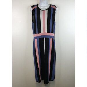 NYC Vertical Striped Sleeveless Dress Large NWT